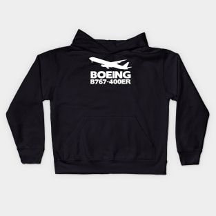 Boeing B767-400ER Silhouette Print (White) Kids Hoodie